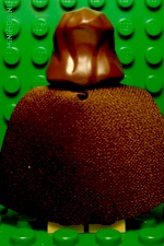obi-wan old open dark brown hood cape and hair